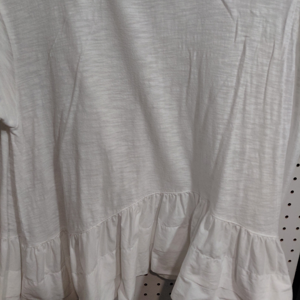 ๐ Light Cream Ruffle-Hem Tunic Top - Picture 3 of 5